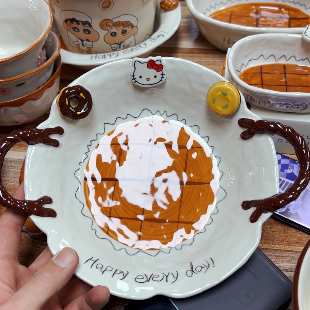白瓷双耳麻花八寸汤盘正品带盒