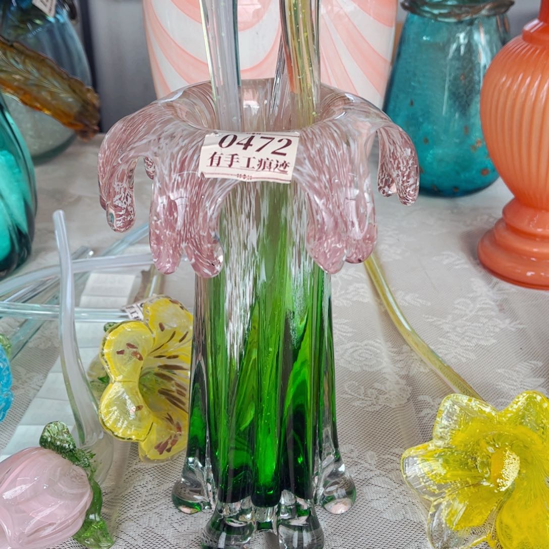 琉璃0472 花瓶摆件有手工痕迹