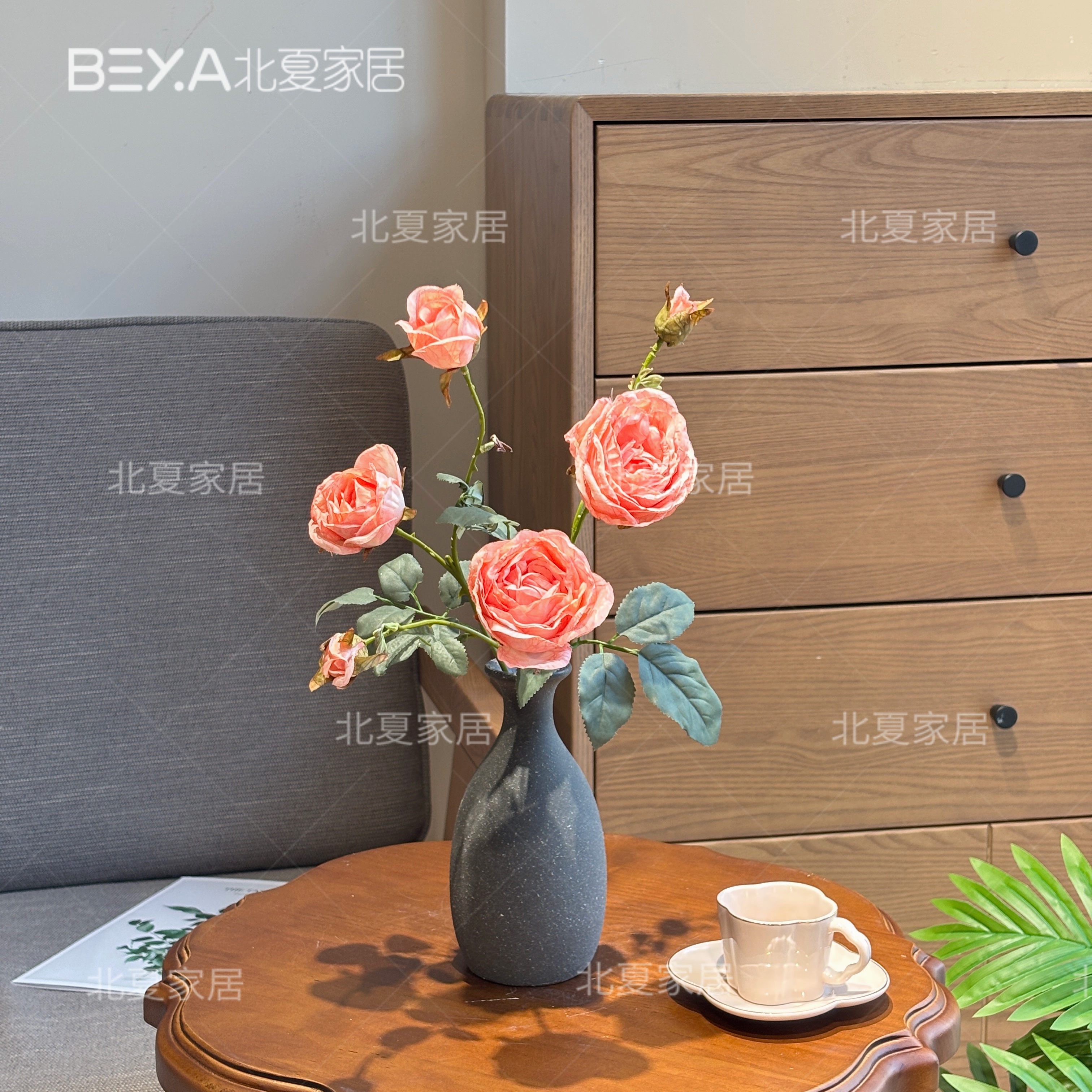 多头包芯玫瑰仿真花束茶几客厅插花装饰摆件餐桌摆花