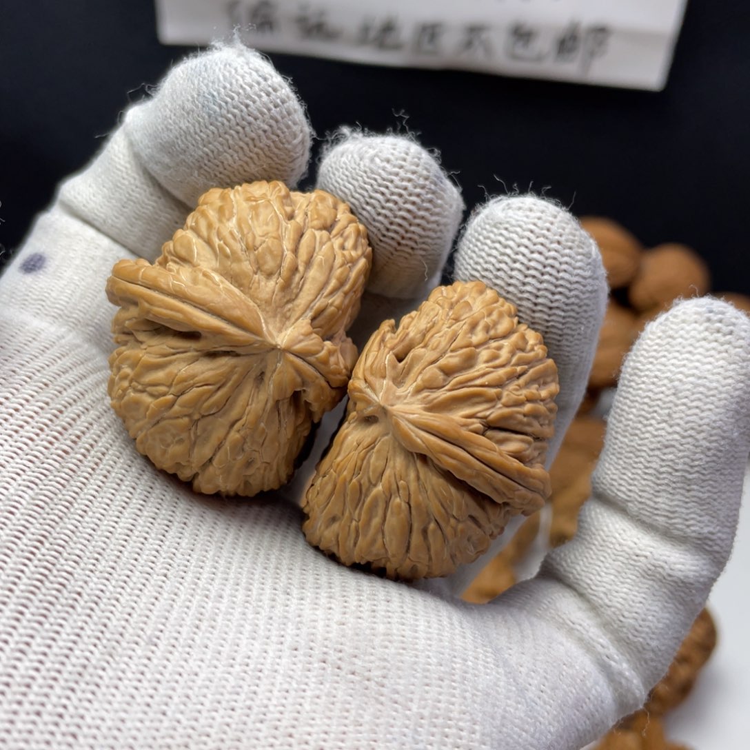 文玩核桃把件58白狮子半臂全品无修