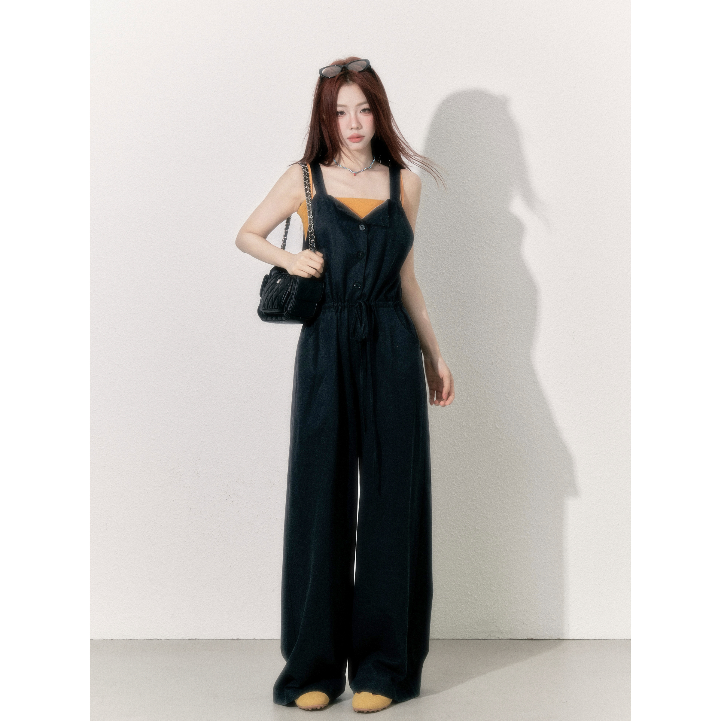 【小野莓】阔腿背带裤女夏季新款百搭设计感两件套清清BN58574