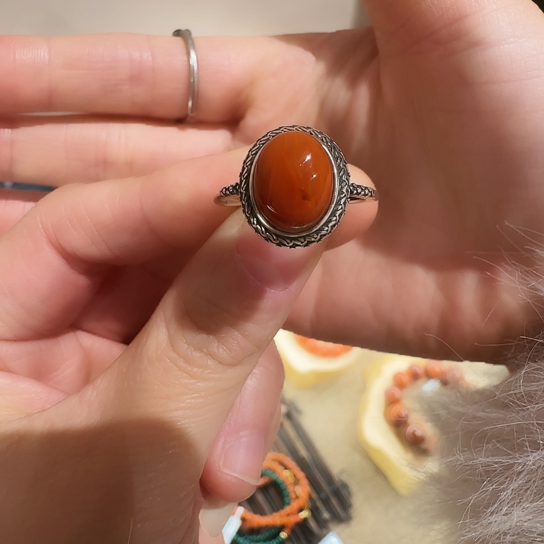 未镶嵌南红玛瑙戒指阿*涵南红戒指