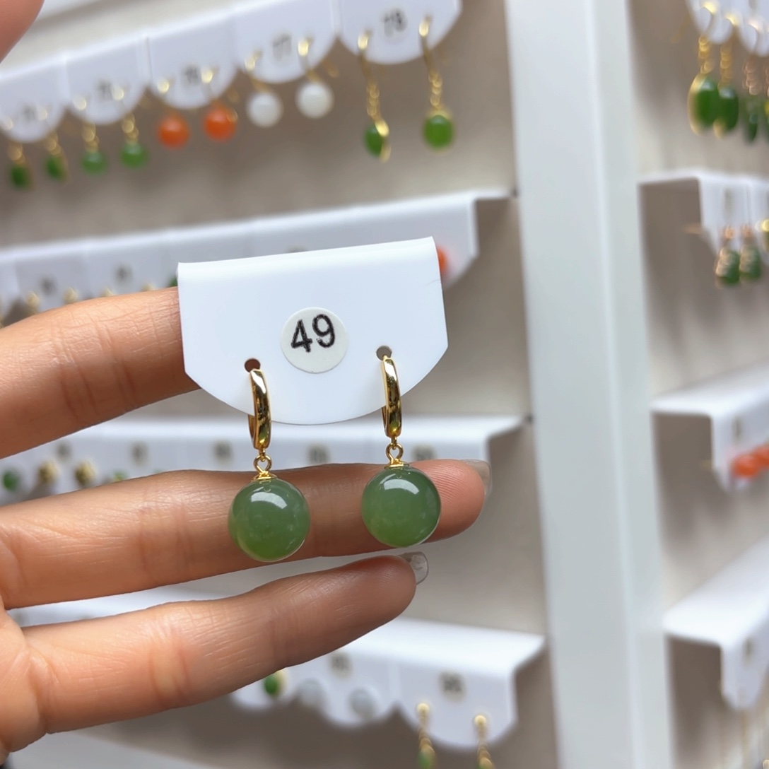 和田玉耳饰银S925镶嵌2