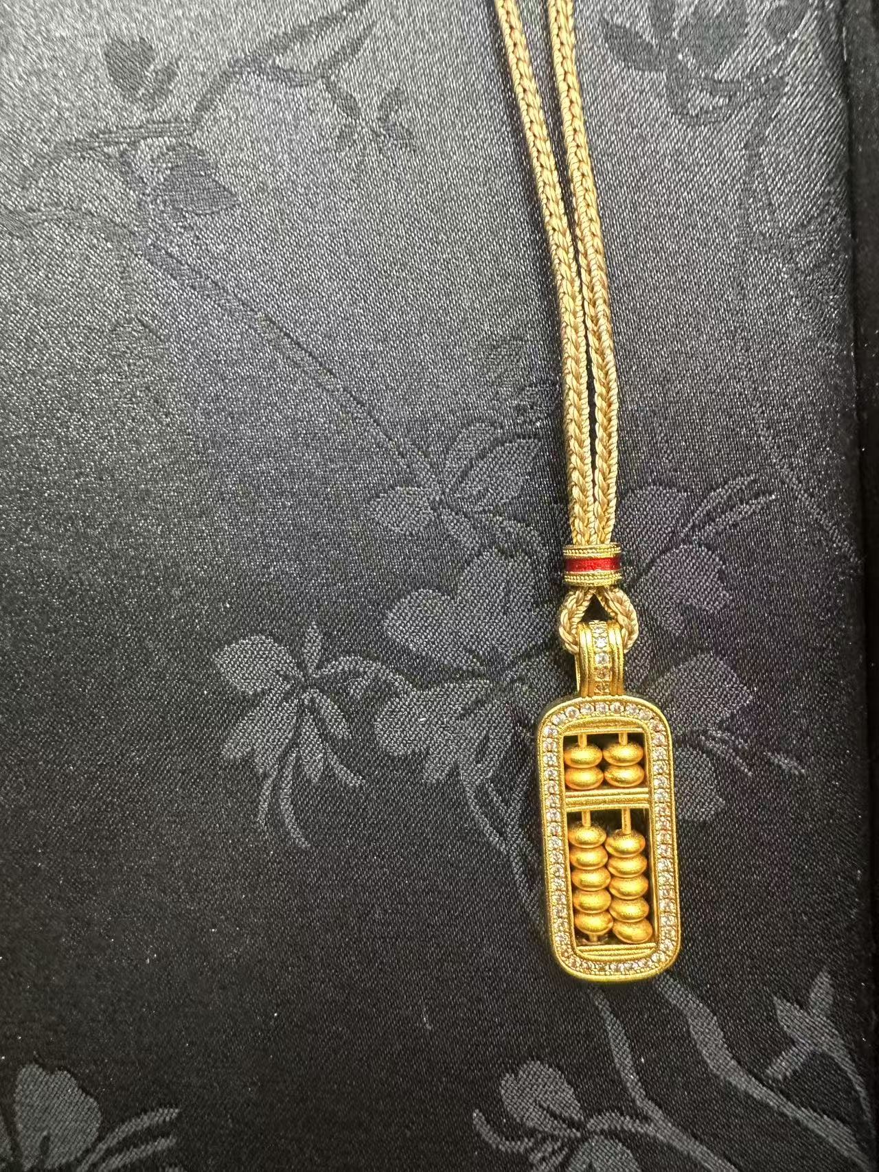 铜合金棉绳项链 【艺华】事事如意算盘项链 