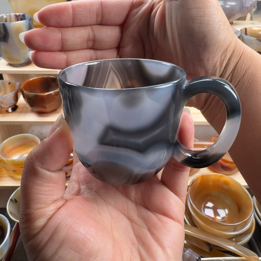 老***原玛瑙/玉髓未镶嵌茶杯