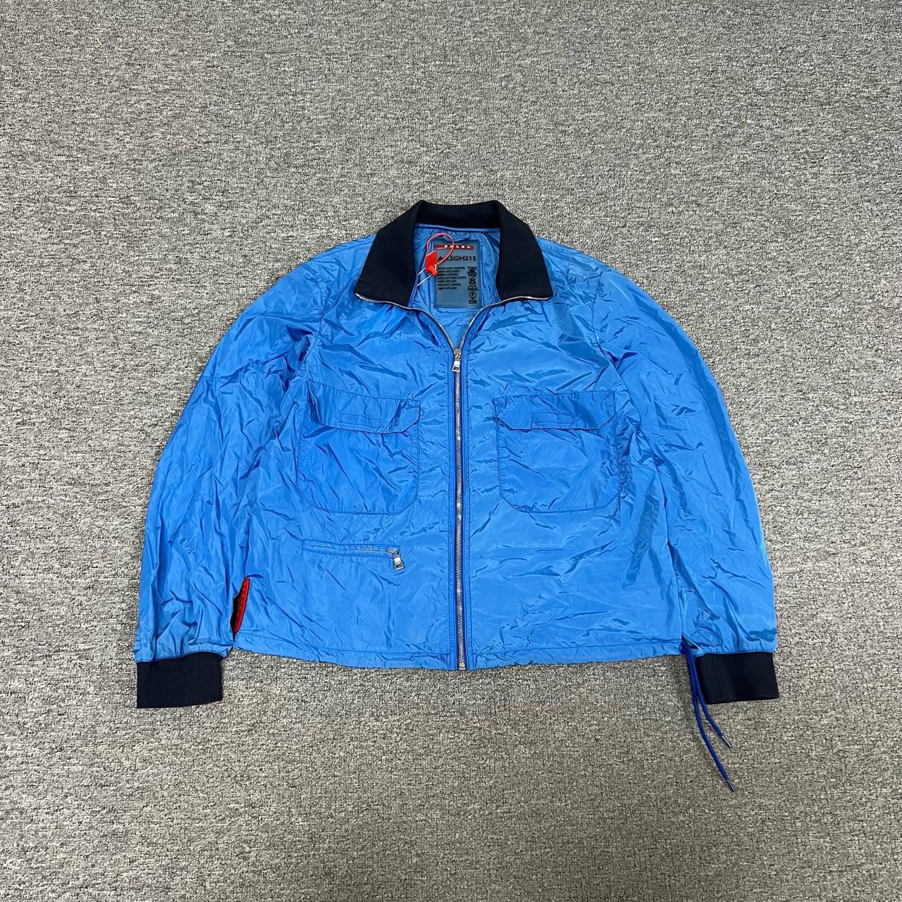 99新 Prada/普拉达 蓝色 字母Logo 防水 冲锋衣 外套 50码