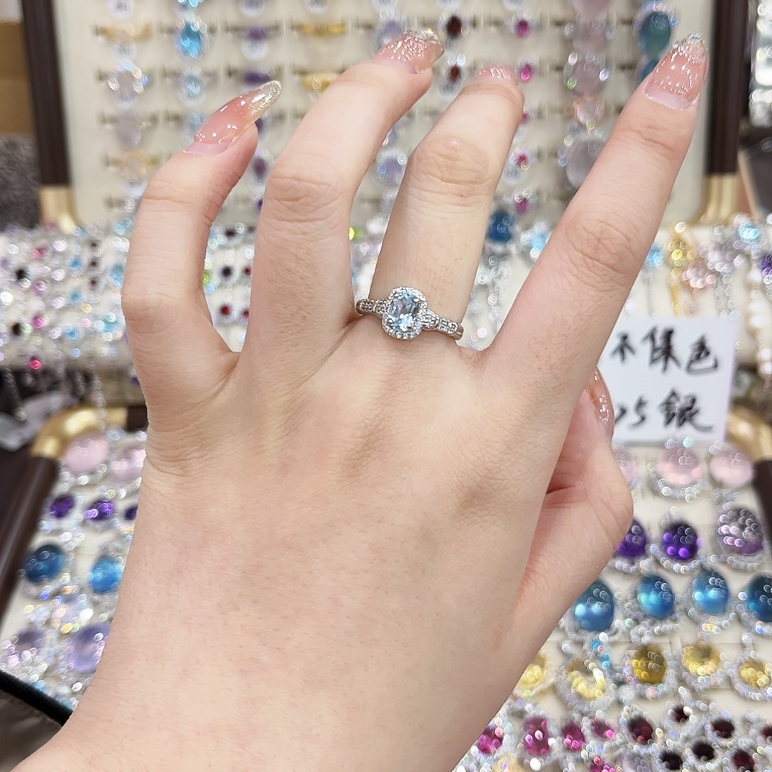 戒指烟晶银S925镶嵌