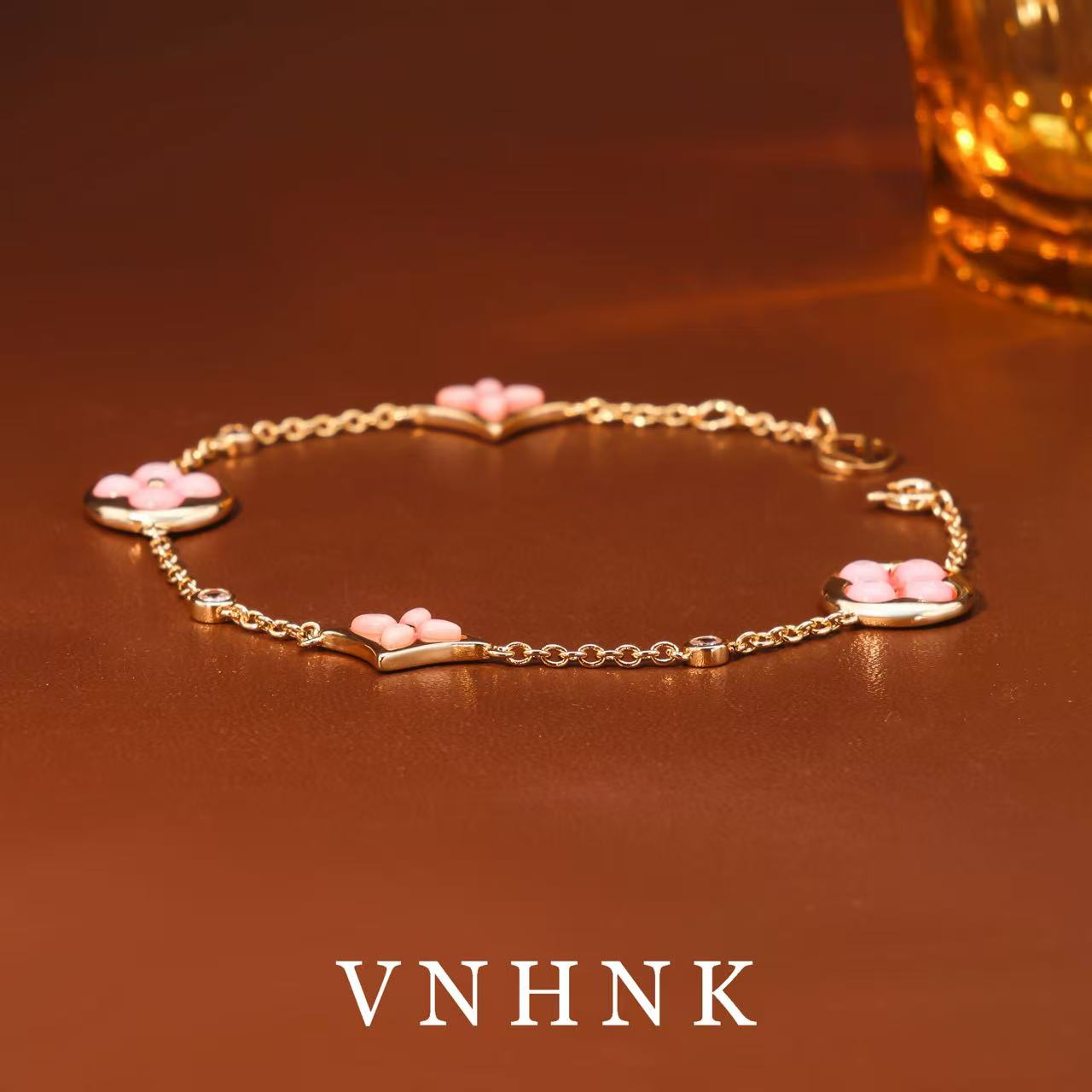 铜合金合成锆石手链 美可儿   B19    玫瑰色（21cm）时尚手链