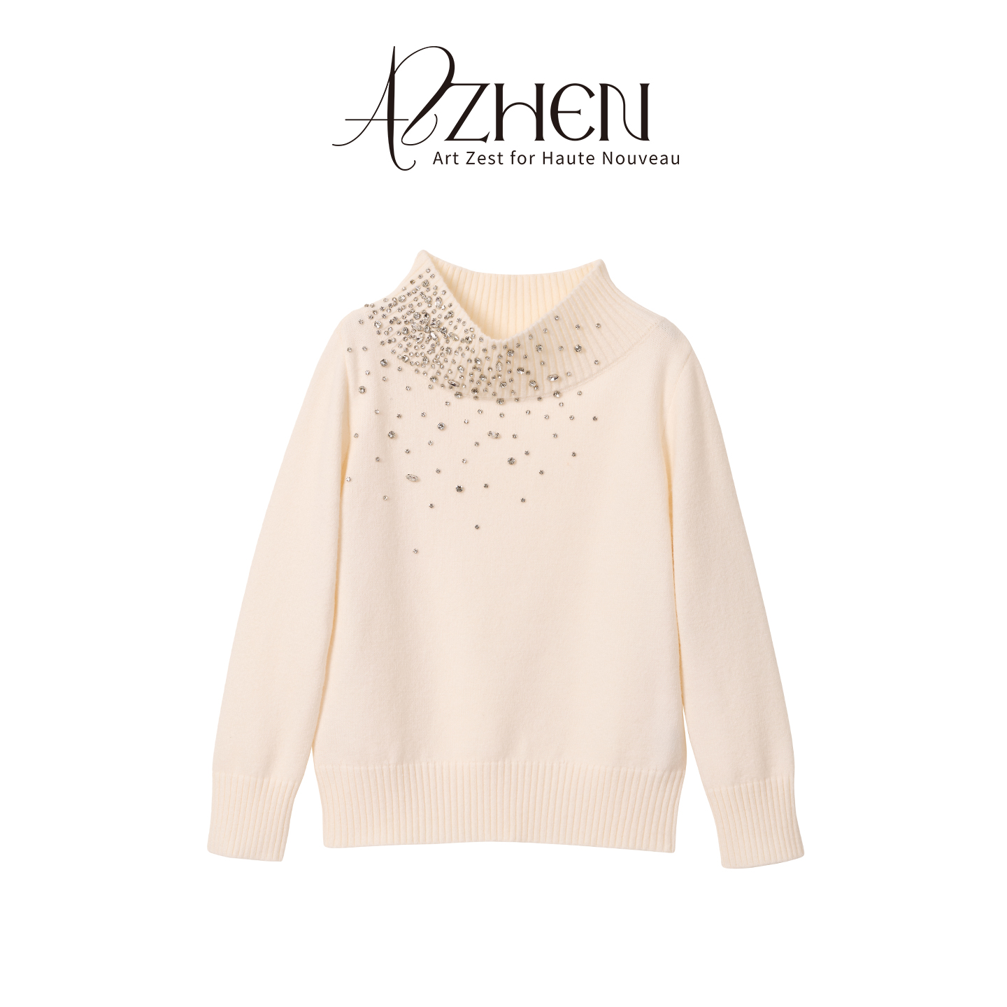 AZZHEN【璀璨星落】钻钻冬季针织上衣AZ5OBS10-OO秋冬翻领打底衫