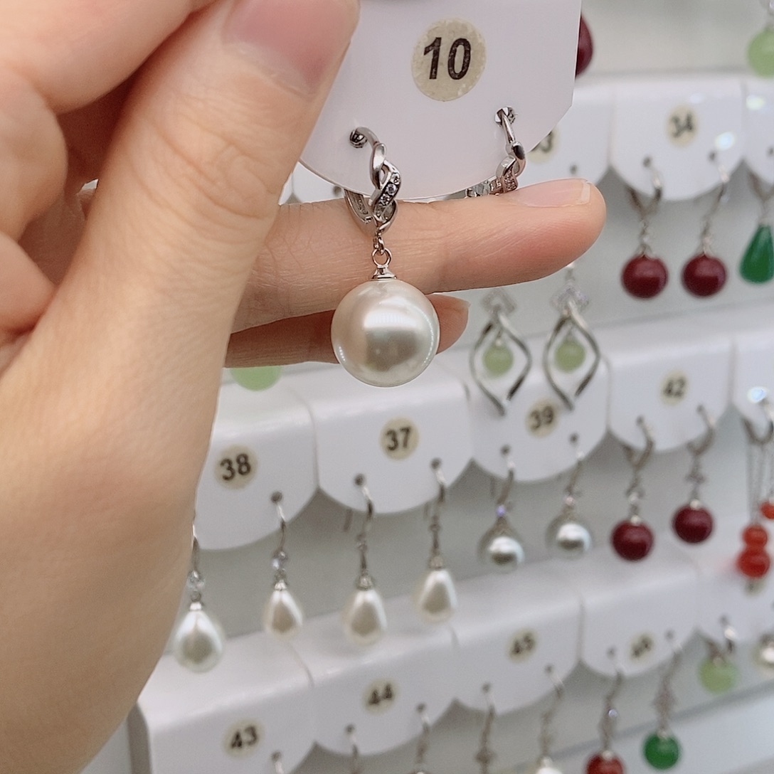 925银14毫米白贝珠