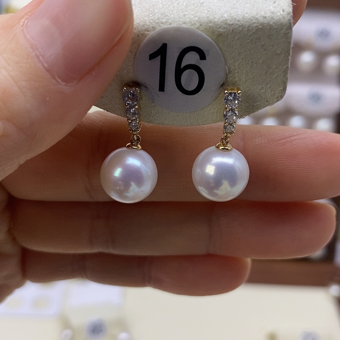 耳饰银S925镶嵌淡水珍珠