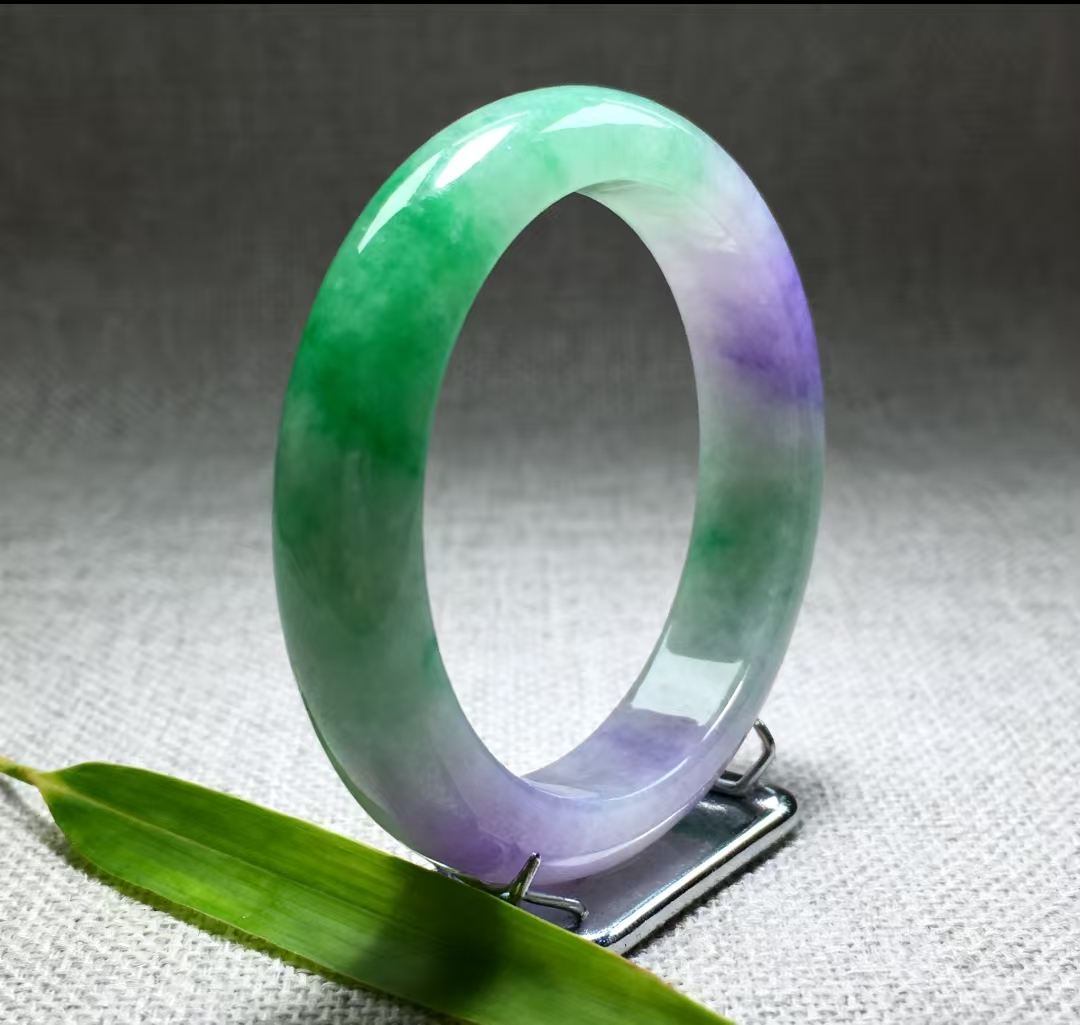 春彩正圈三色翡翠手镯