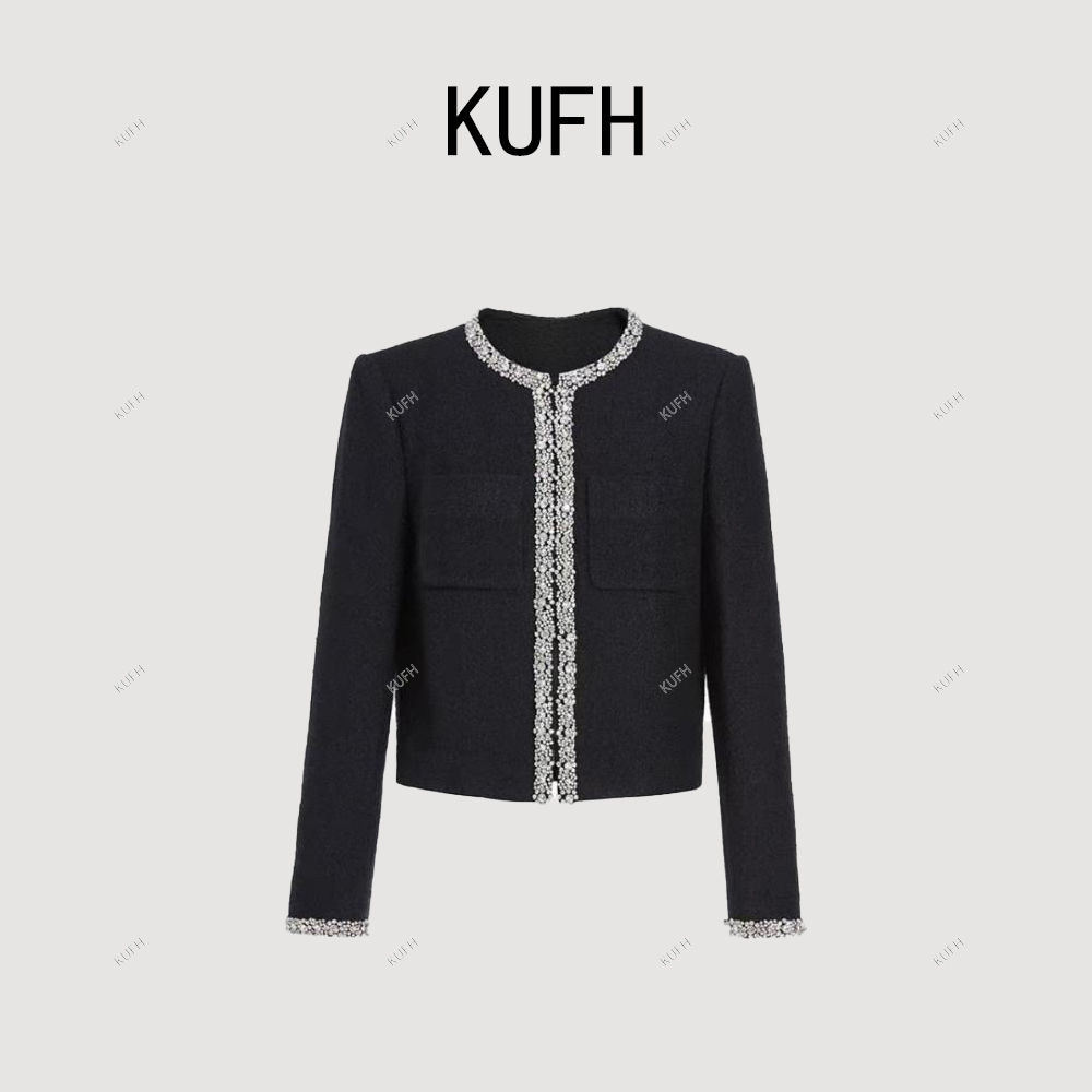 KUFH【黑暗女神】新款手工镶钻法式气质洋气通勤小香风外套K8890