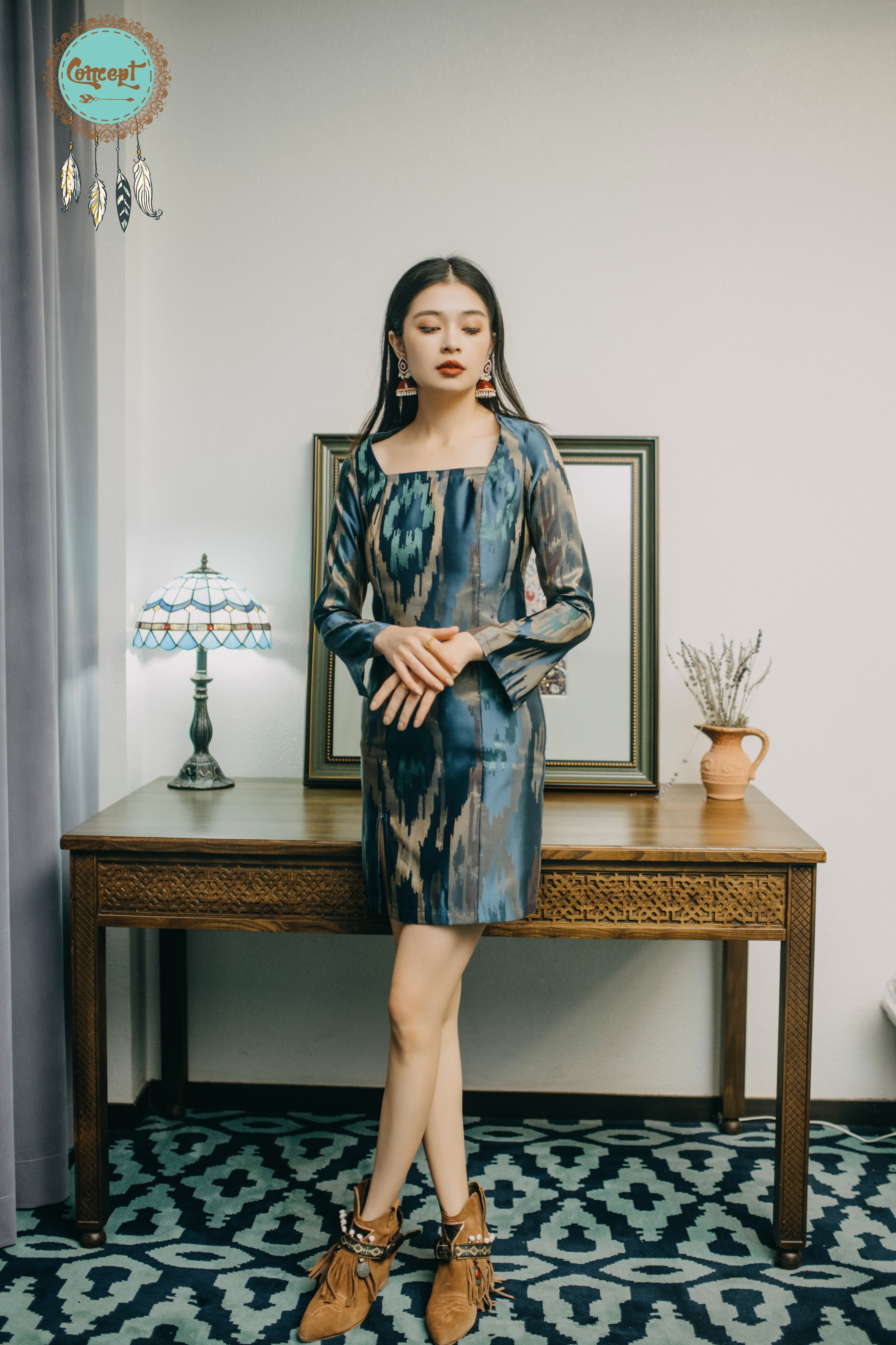 Concept限量款OzBek atlas连衣裙