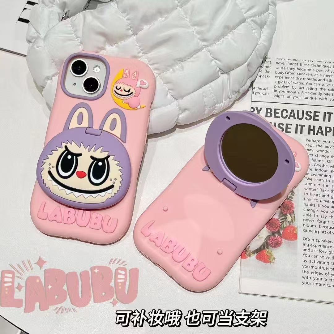 卡通拉bubu伸缩支架适用苹果全系列手机的硅胶手机壳可爱少女