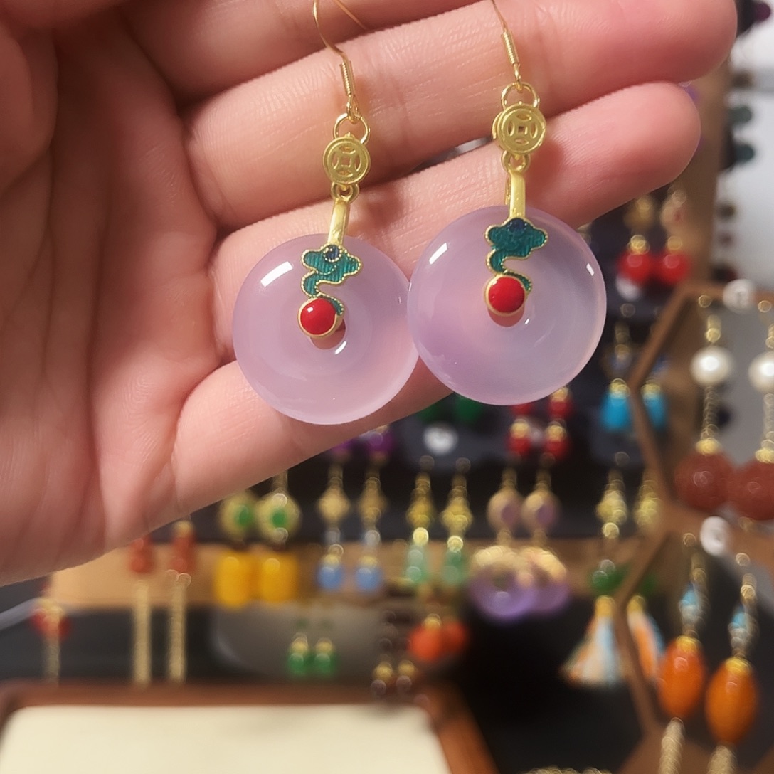 锆石纯铜925银耳饰