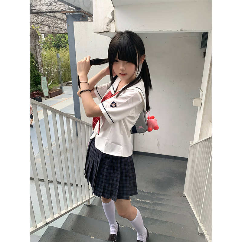 【鲸鱼妹-冰淇淋与鲸】原创JK制服泠屿汐 水手服日系夏季海军领衬衫