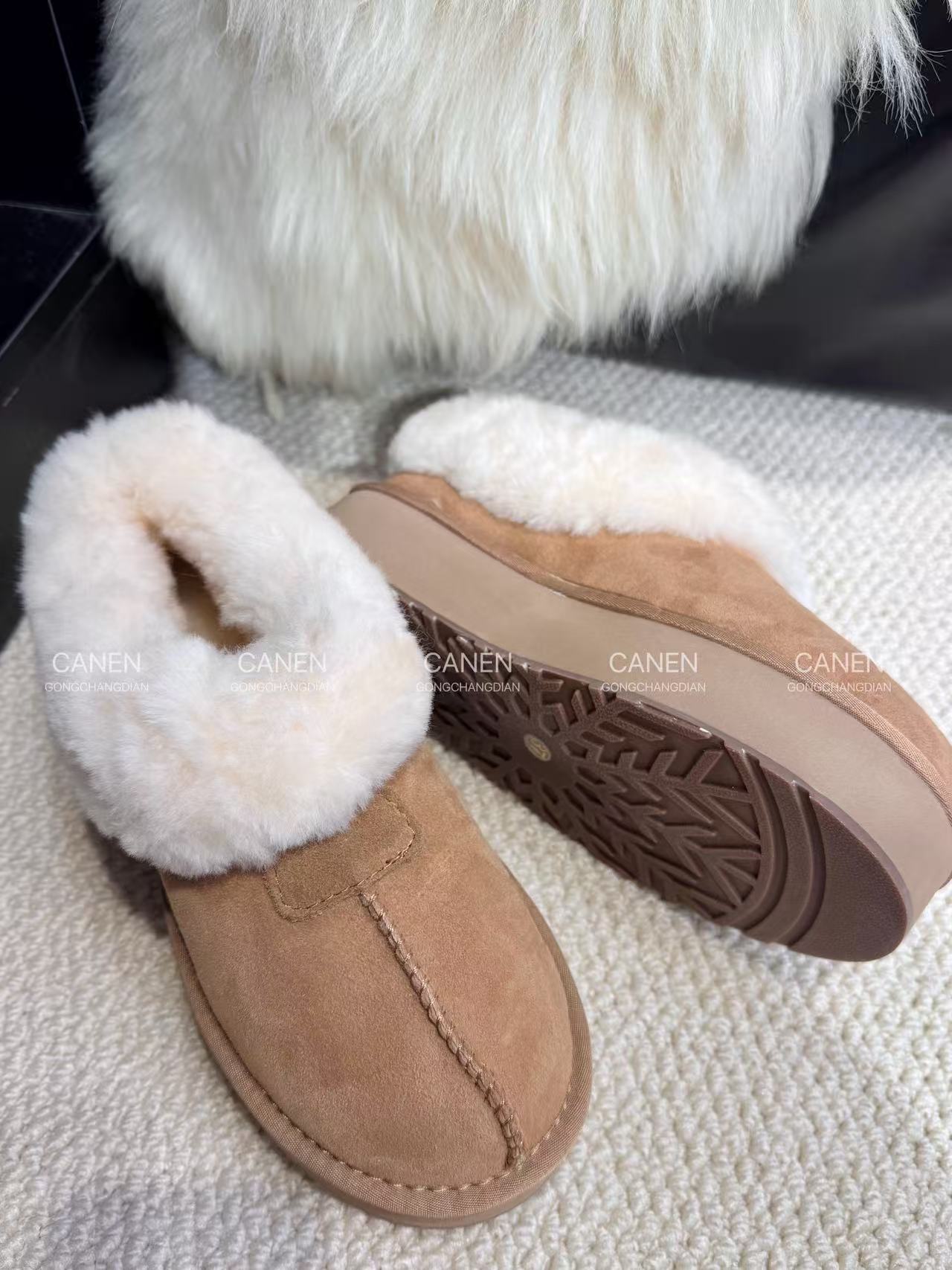 塔斯特厚底女 2025 新款皮毛一体 5cm 增高保暖百搭一脚蹬毛毛鞋