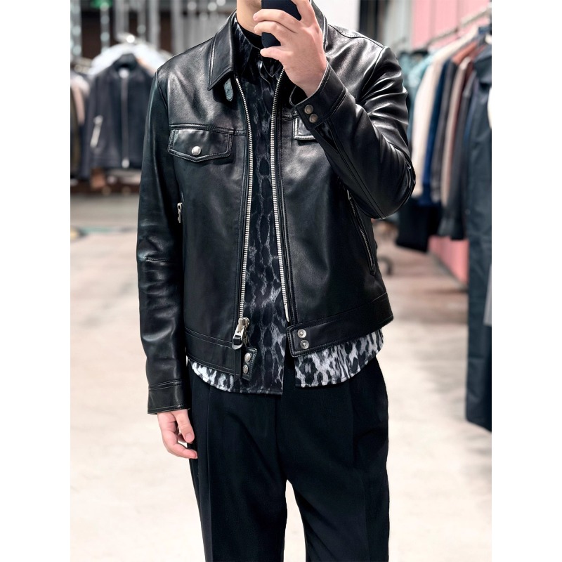 68000版 "意式性感 风流多金 原厂法国Bodin小羊羔 牛仔夹克皮衣