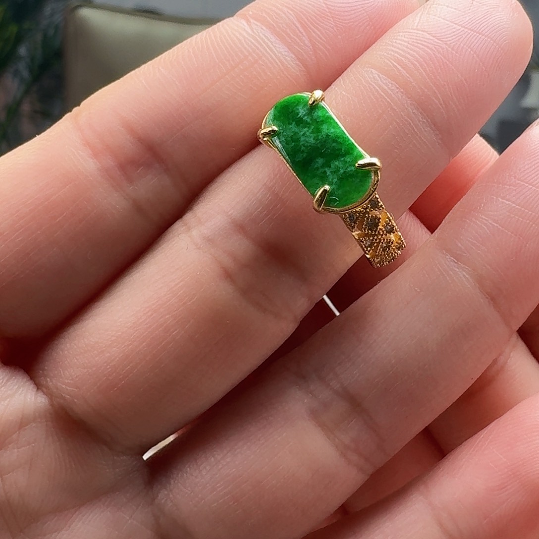 翡翠戒指银S925镶嵌天然