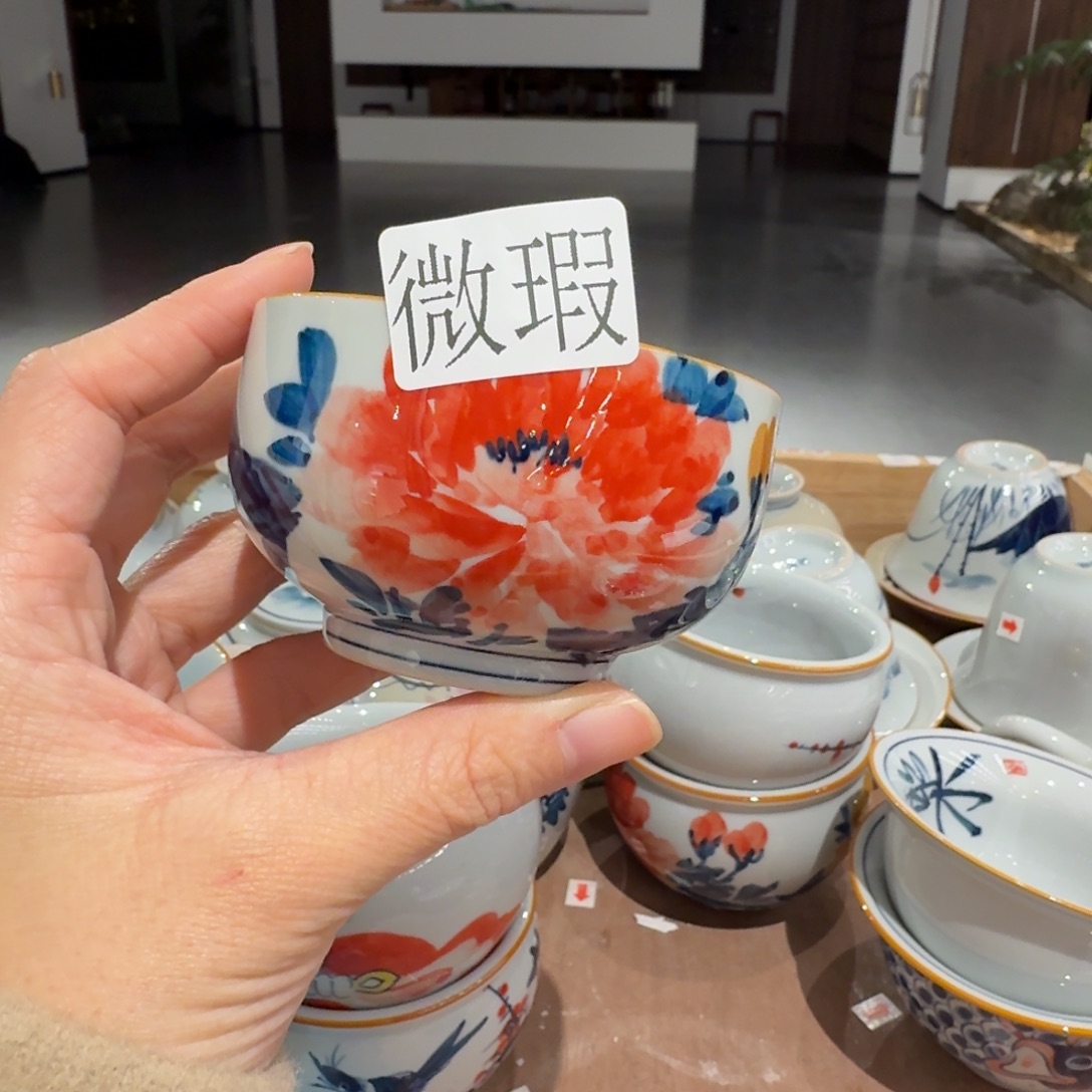 釉下手绘茶具微瑕