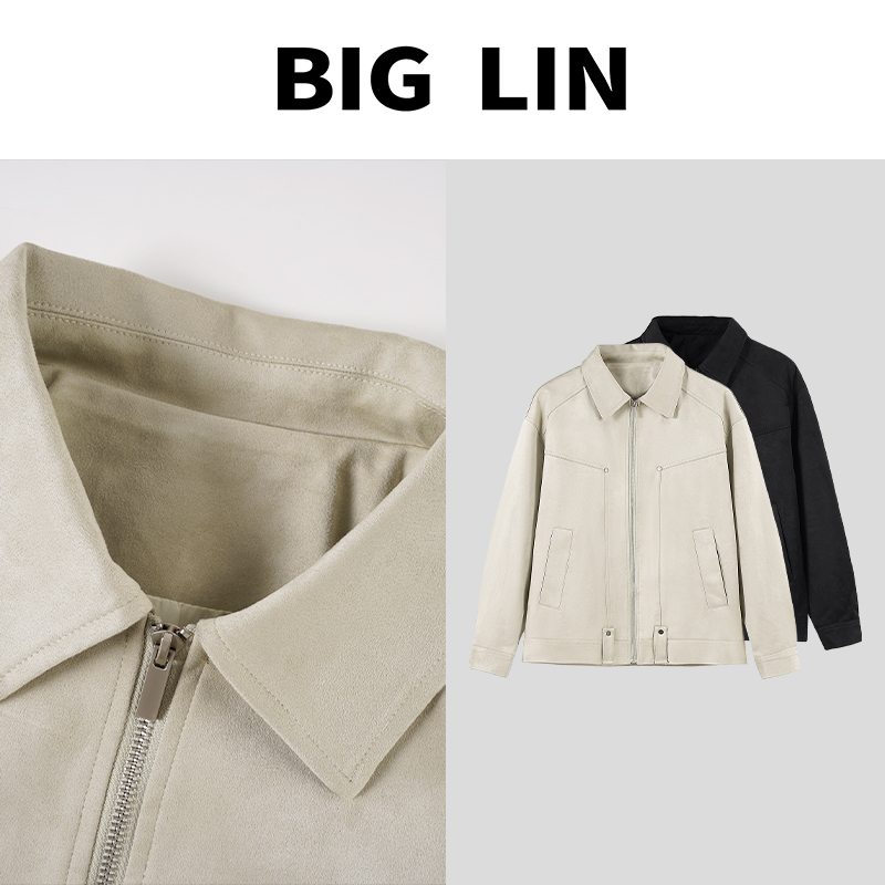 BIG林 秋季男装爆款翻领夹克内里休闲高级感潮流拼接外套88023