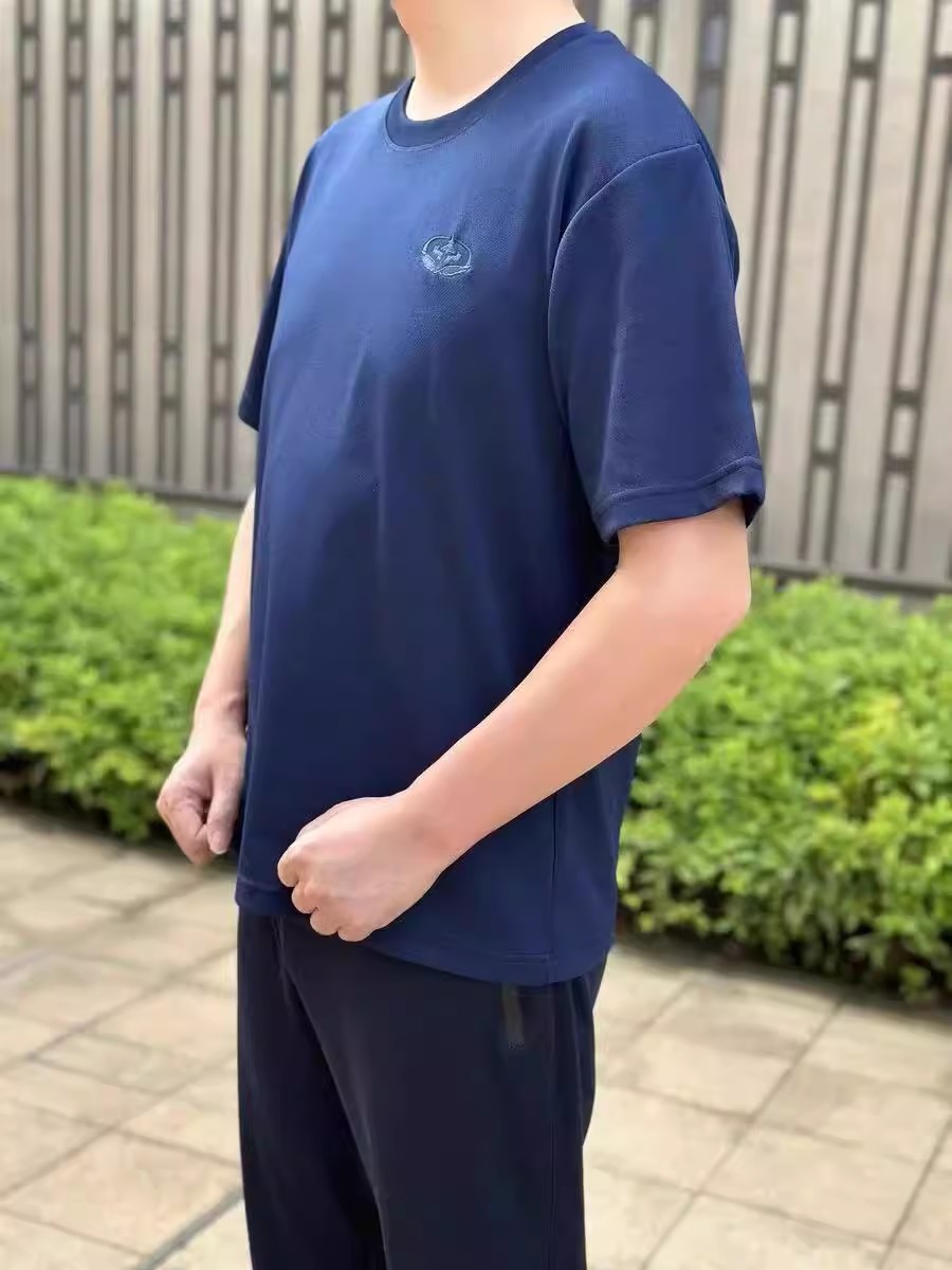 夏季圆领地勤T恤藏青色勤机务半袖户外体能训练军迷速干透气体恤