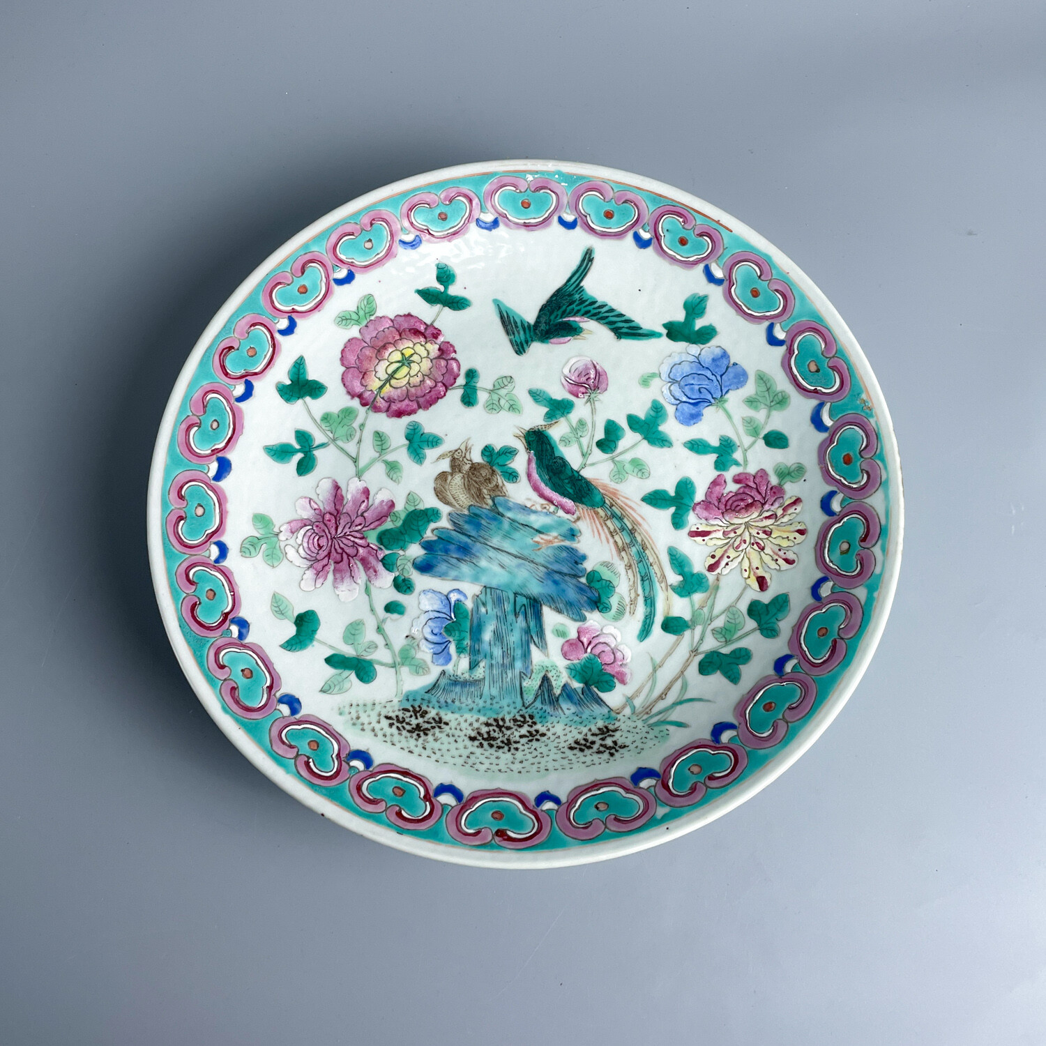 清同治粉彩花鸟纹大赏盘-M2XLJ005C26