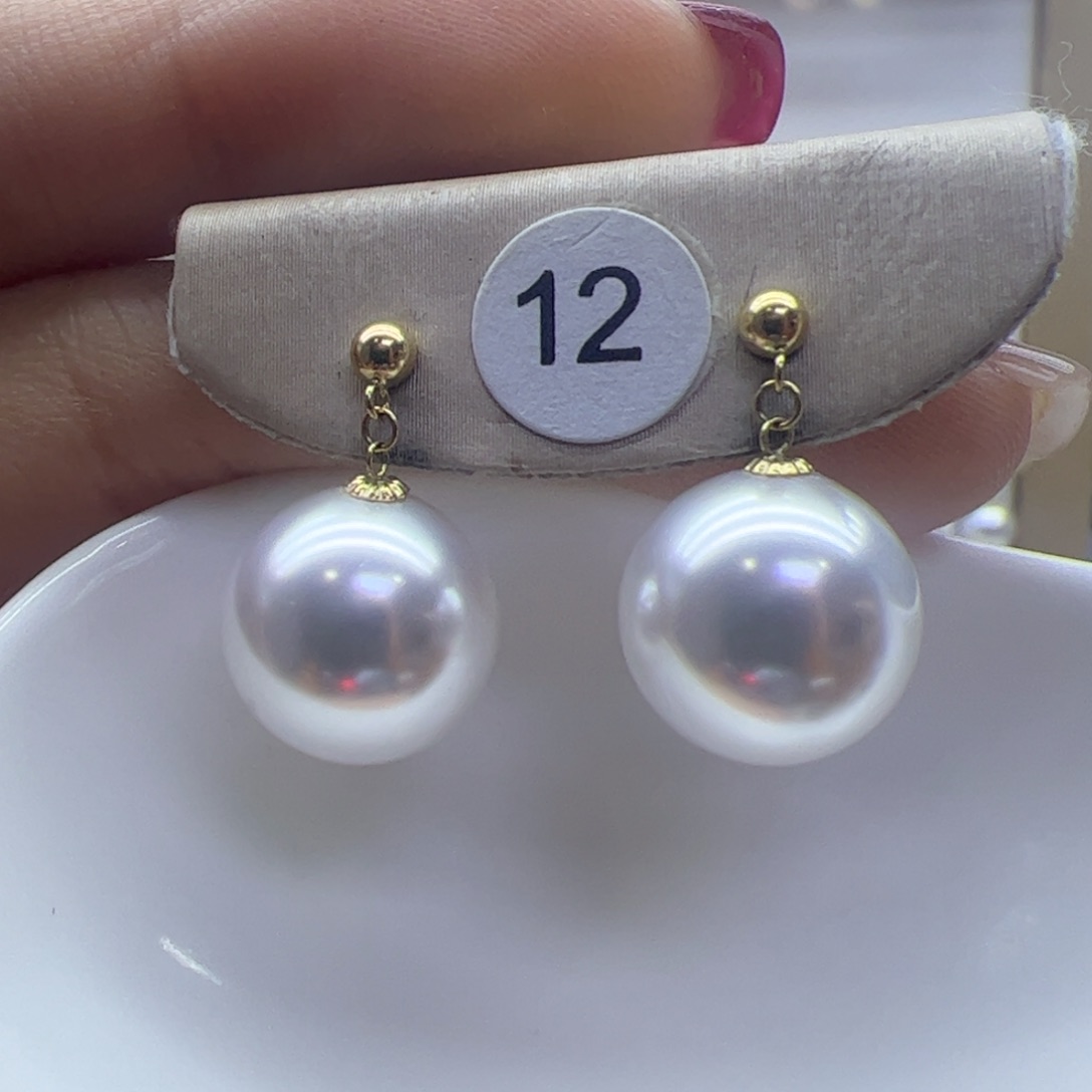 淡水珍珠耳饰18K金镶嵌