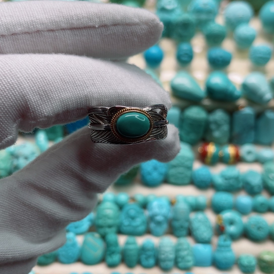 绿松石珠宝奇石银S925镶嵌