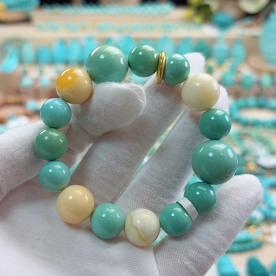 绿松石18K金镶嵌珠宝奇石