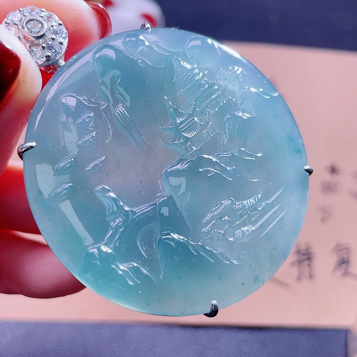 翡翠吊坠(不含链)银S925镶嵌