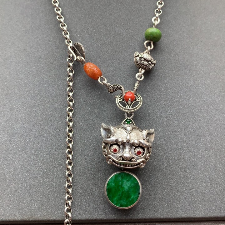 翡翠颈饰银S925镶嵌黄*仙