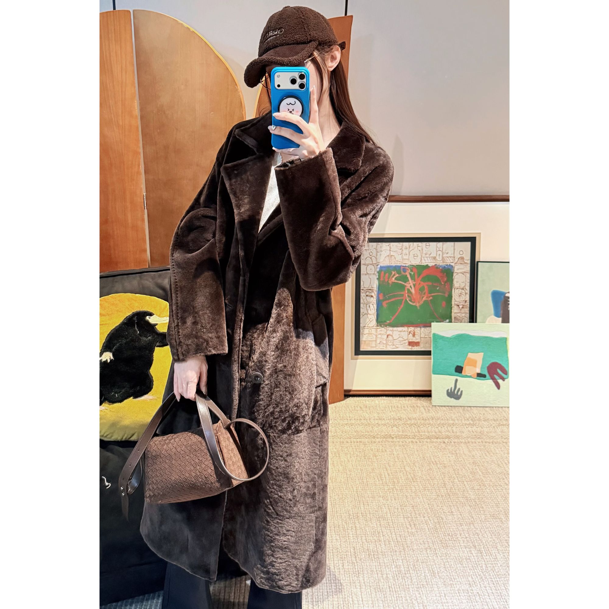 PCNY丨不理理「墨糖雪原」进口羊皮毛一体中长款皮草女