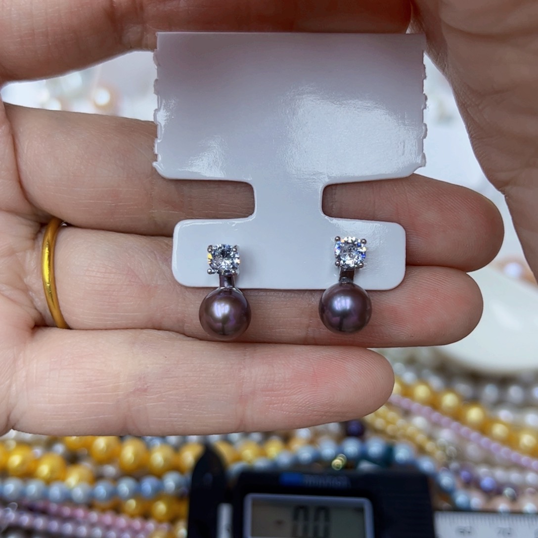 淡水珍珠耳饰银S925镶嵌