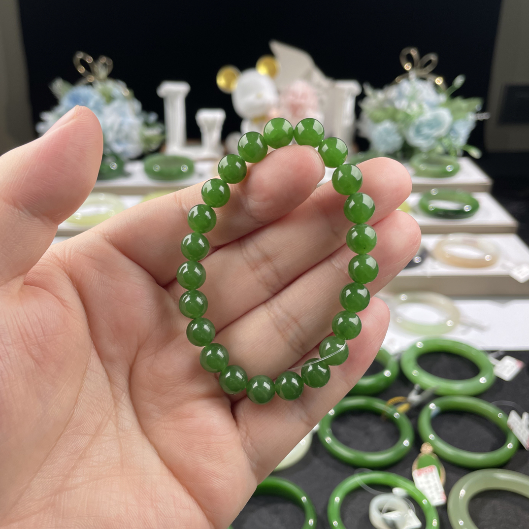 和田玉俄碧冰底辣绿8m