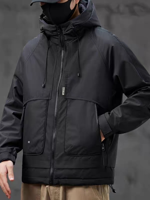 【绵阳兴达衣世界】D09885男士户外休闲连帽加厚运动潮流棉服