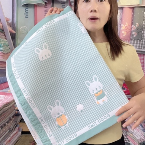 棉纱布棉绿色小兔子
