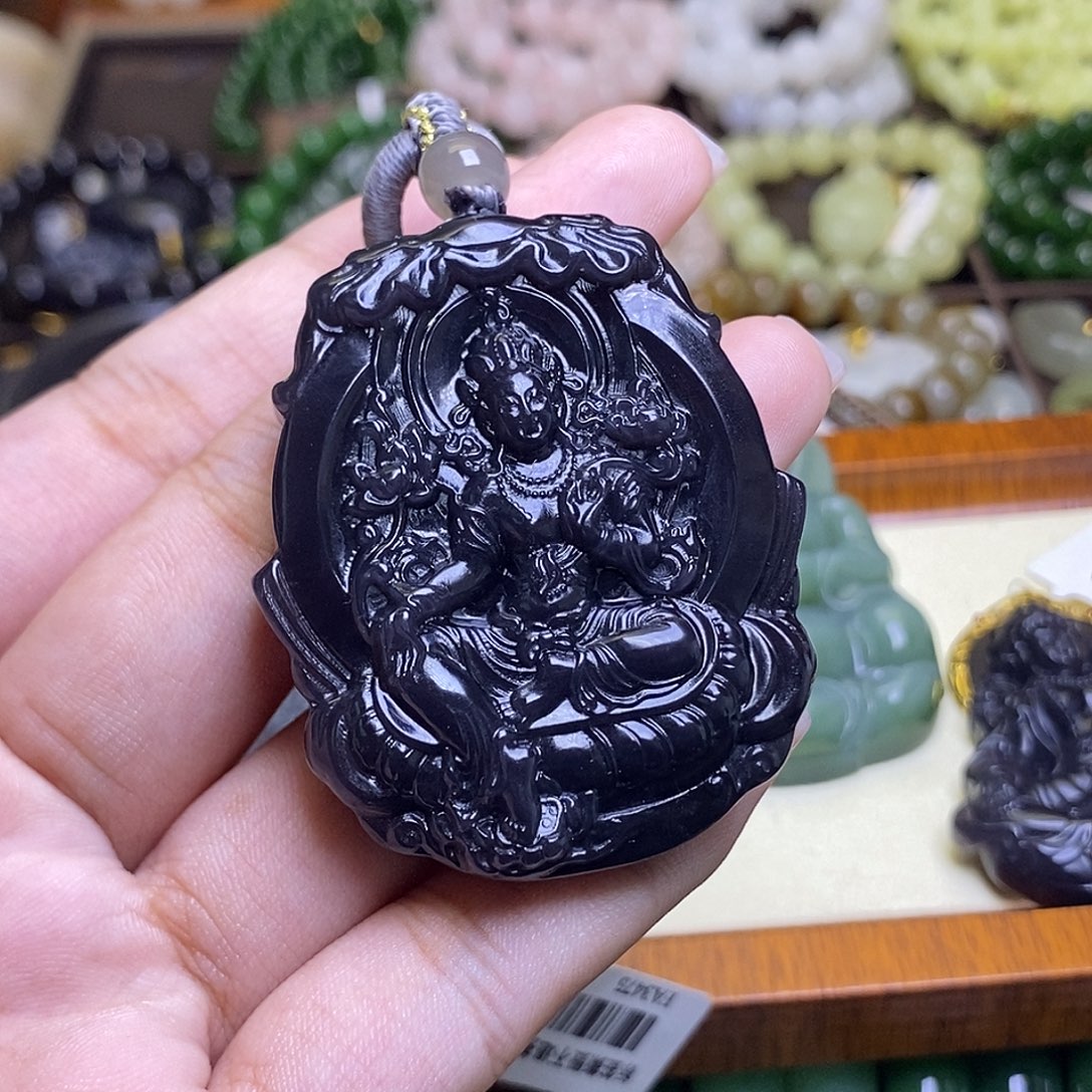 和田玉未镶嵌颈饰浓烟紫帝王紫度母观音老矿料