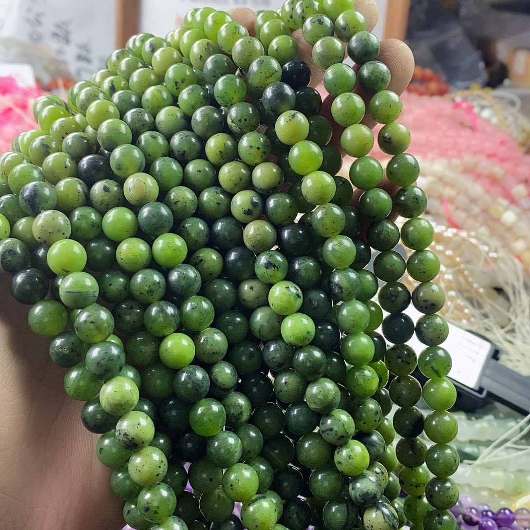 玛瑙/玉髓珠宝半成品银S925镶嵌一条8.5mm药王石圆珠