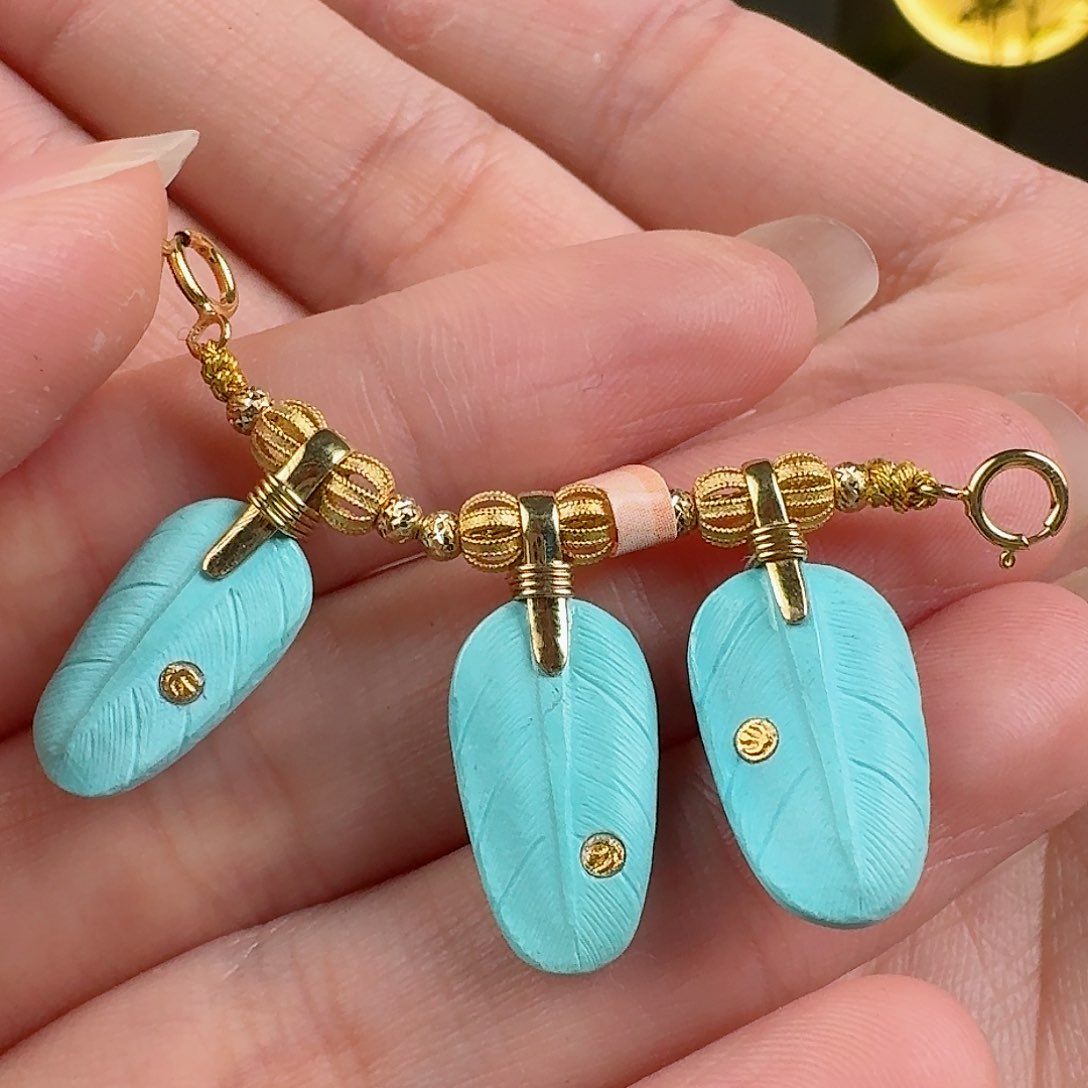 绿松石珠宝奇石18K金镶嵌