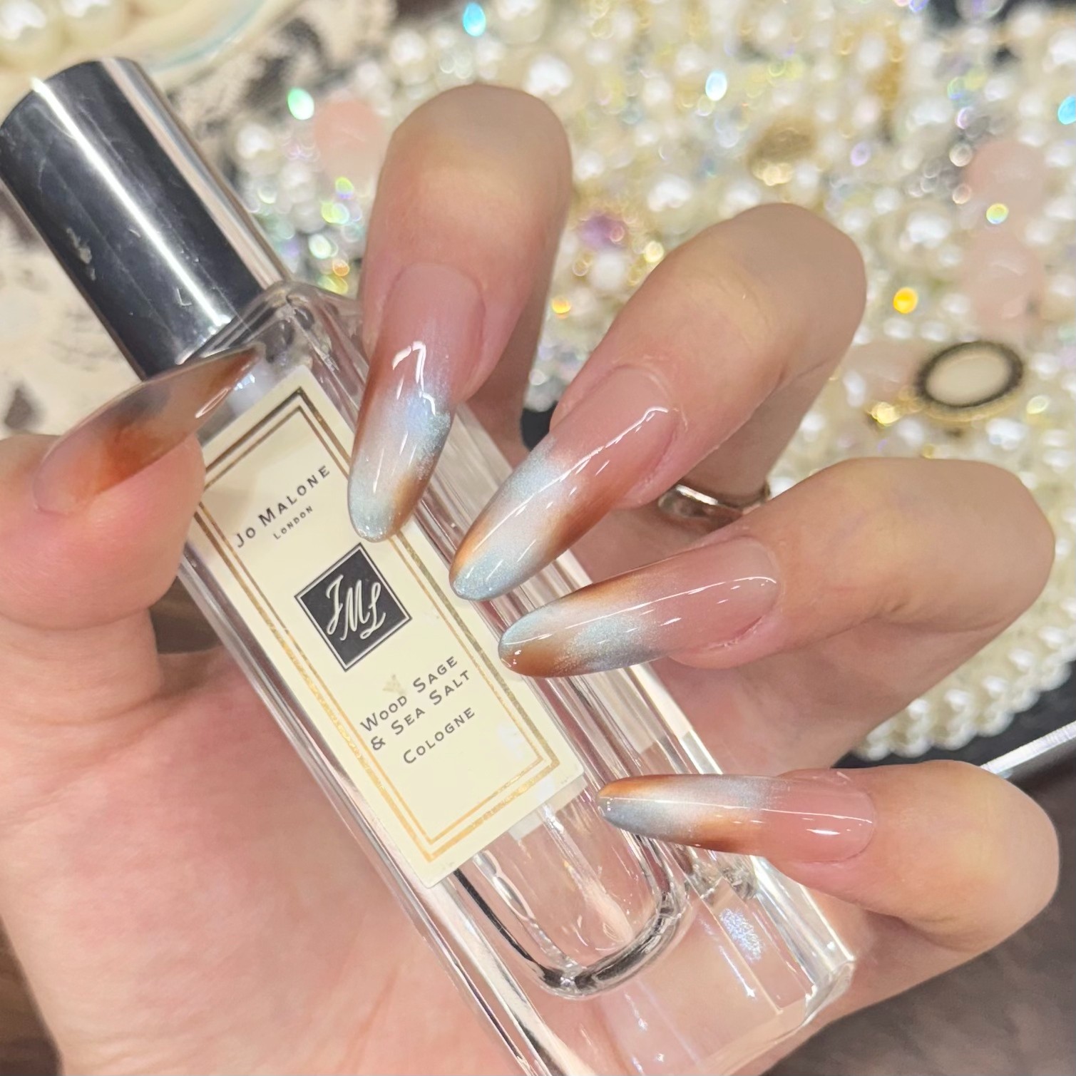 【焦糖琥珀】手工腮红气质简约美拉德浅棕色猫眼可拆卸美甲-10片