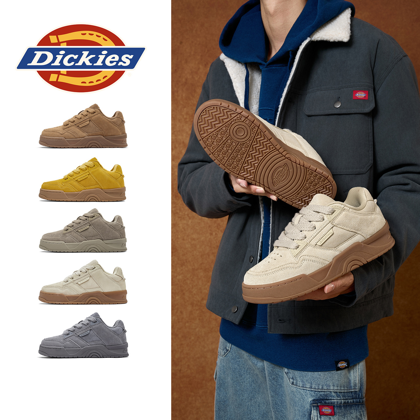 Dickies休闲板鞋2025年冬季新款百搭时尚面包鞋潮流低帮厚底男鞋