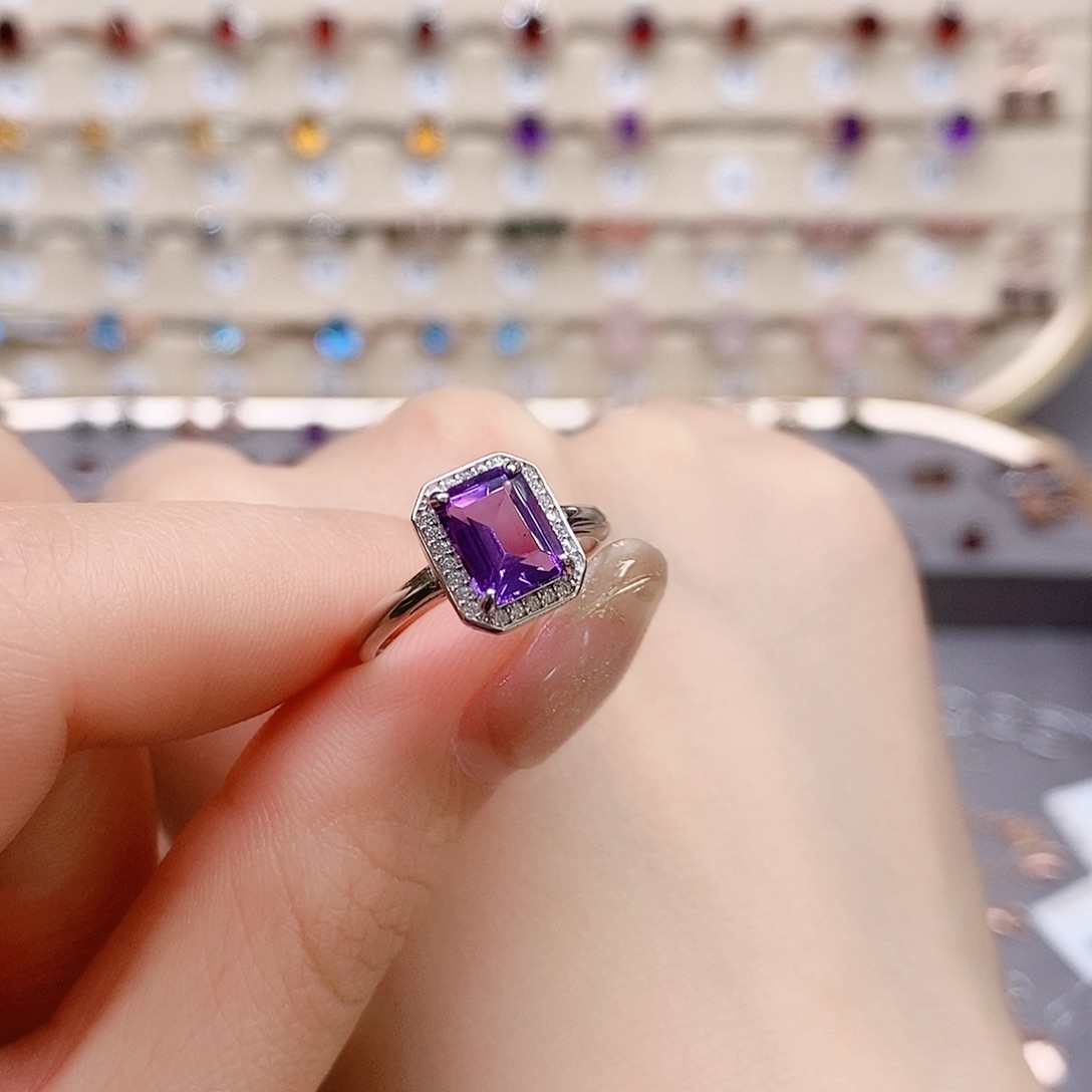 水晶戒指银S925镶嵌戒指