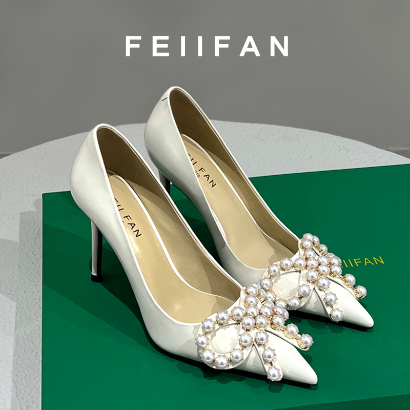 【现货】白色高跟鞋女细跟2025春秋新款气质百搭尖头法式单鞋2614