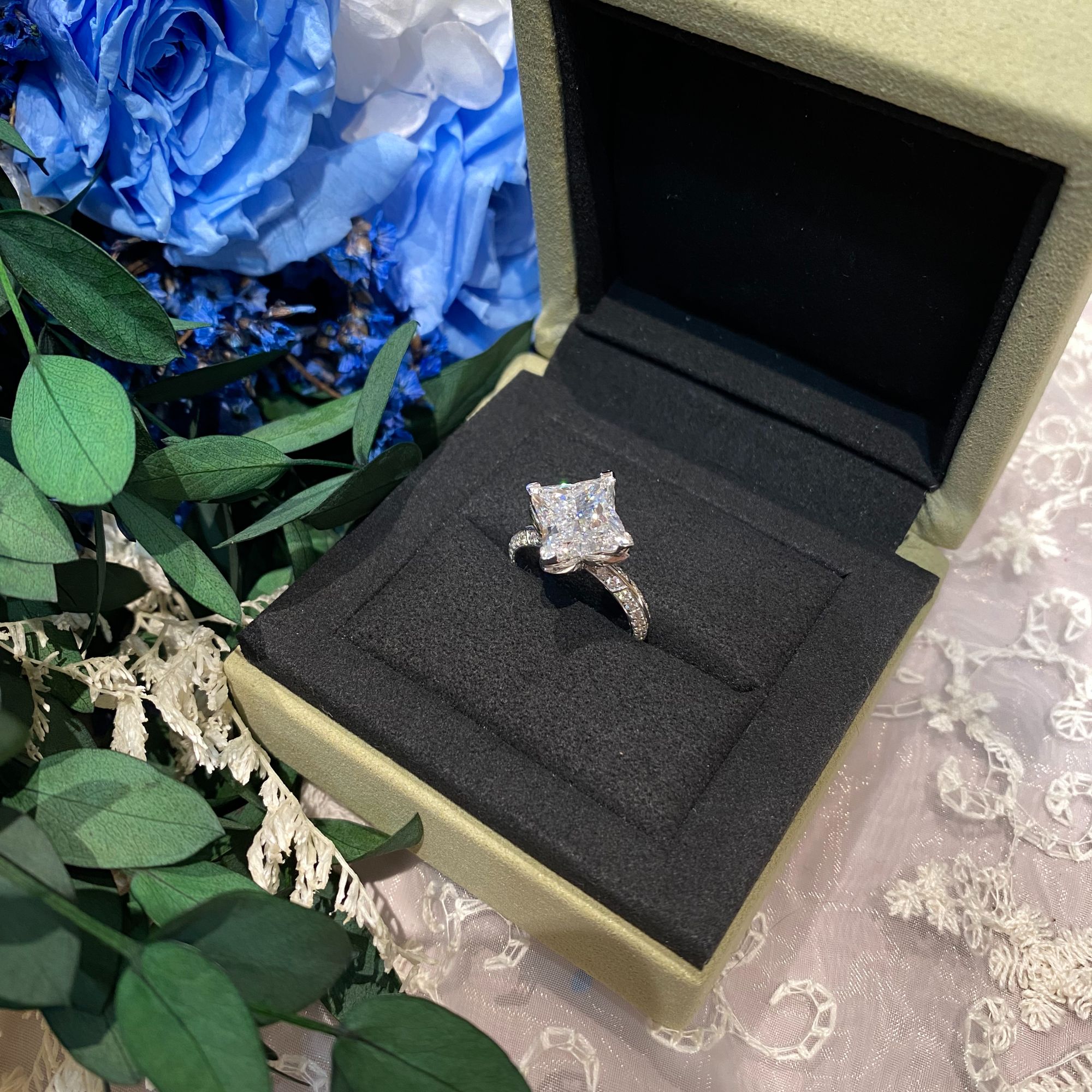 实验室培育钻石18k培育钻石四叶草戒指【主石：4.505ct】