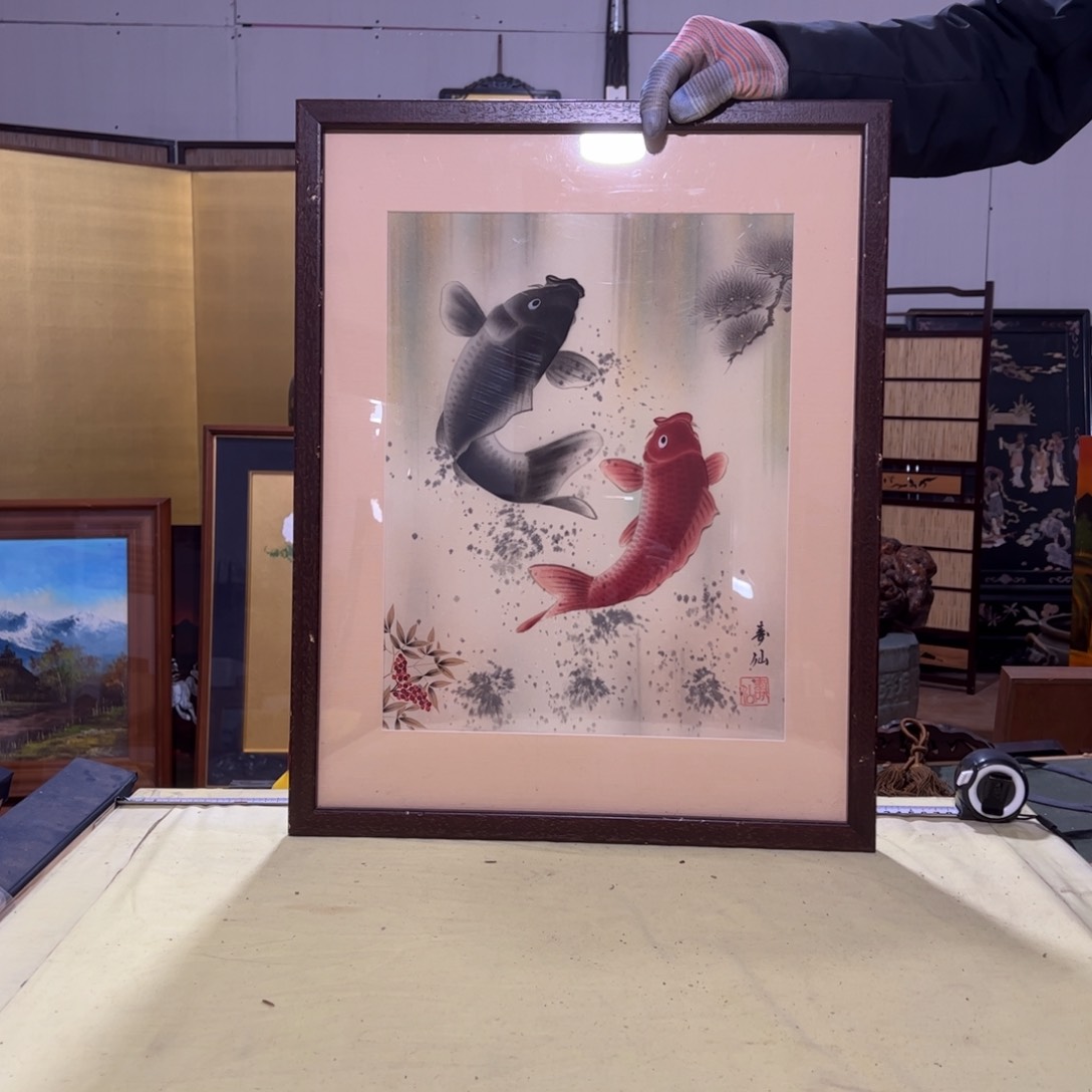 绘画呼**啊屏风框画茶空间设计