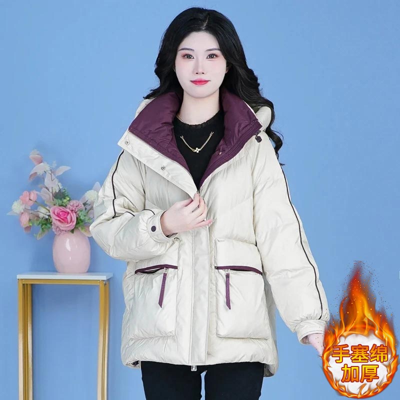 洋气减龄宽松保暖连帽棉服潮2025潮冬季新款韩系加厚休闲显瘦外套