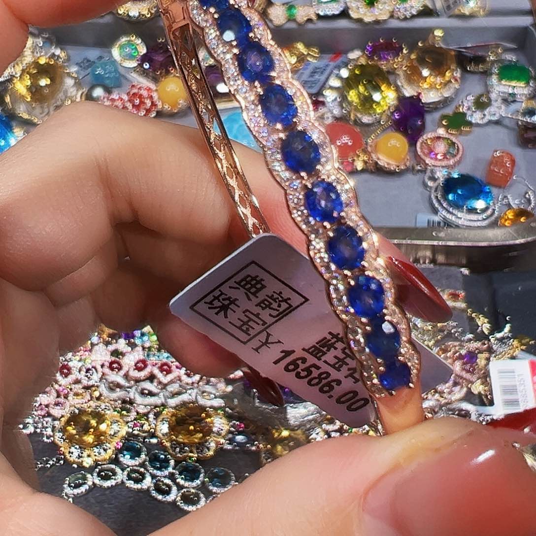 银S925镶嵌珠宝奇石蓝宝石๛****?