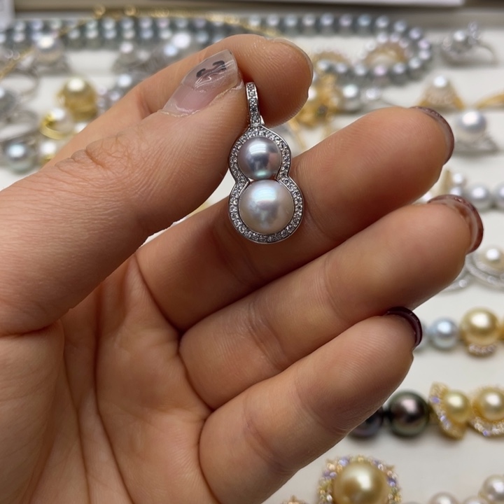 海水珍珠吊坠(不含链)银S925镶嵌
